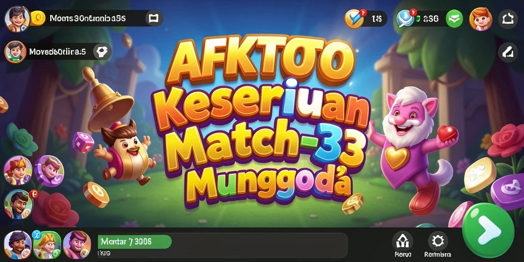 Tampilan gameplay Match-3 yang cerah dan berwarna.