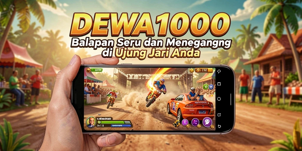 Screenshot gameplay DEWA1000 menunjukkan balapan berkecepatan tinggi.