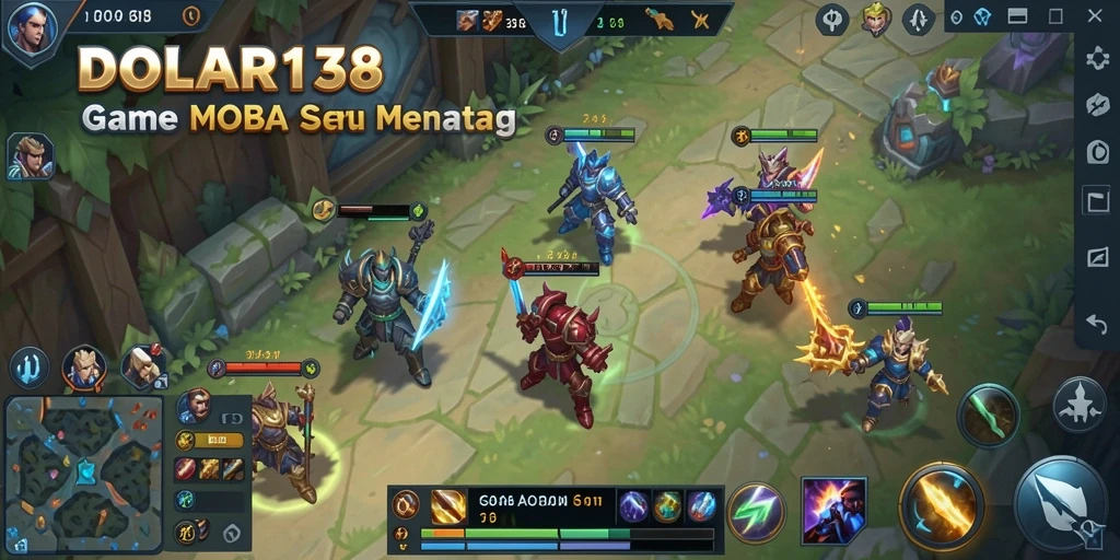 Gameplay DOLAR138 MOBA menunjukkan aksi tim yang seru dan strategi yang menarik.