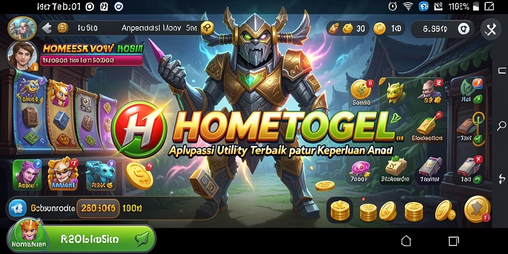 Screenshot utama HOMETOGEL menampilkan antarmuka pengguna yang sederhana dan fungsional.