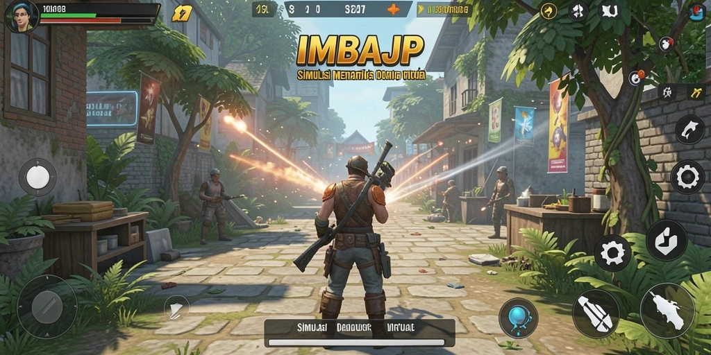 Screenshot gameplay IMBAJP menampilkan aksi seru dalam simulasi dunia virtual.