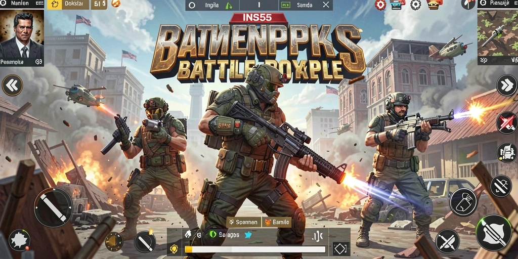 Gameplay seru INS55 dalam pertempuran Battle Royale yang intens.