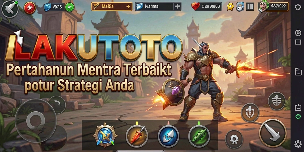 Screenshot gameplay LAKUTOTO menampilkan pertahanan menara yang seru.