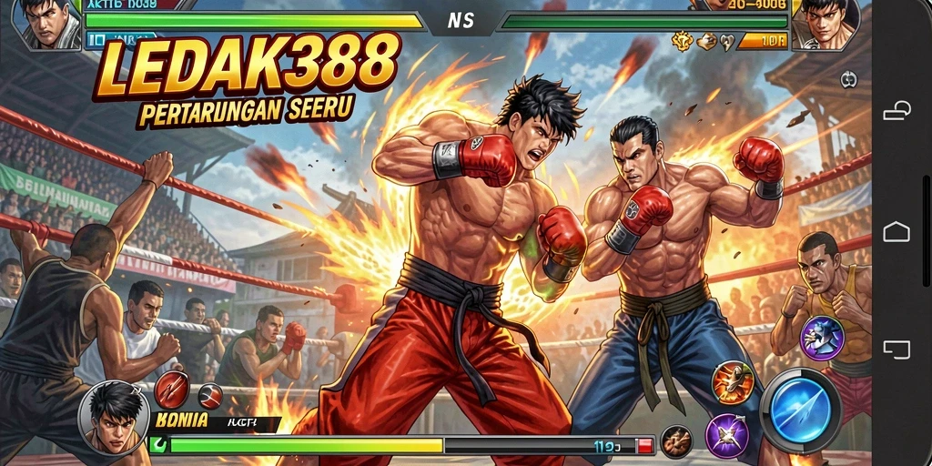 Tampilan gameplay aksi pertarungan karakter di LEDAK388.