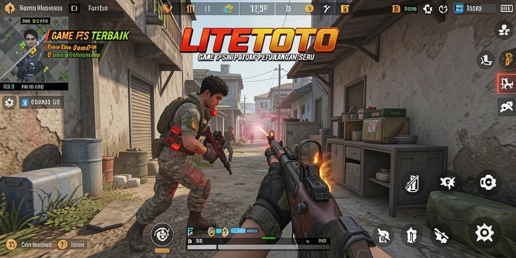 Screenshot gameplay LITETOTO menampilkan pertempuran intens.