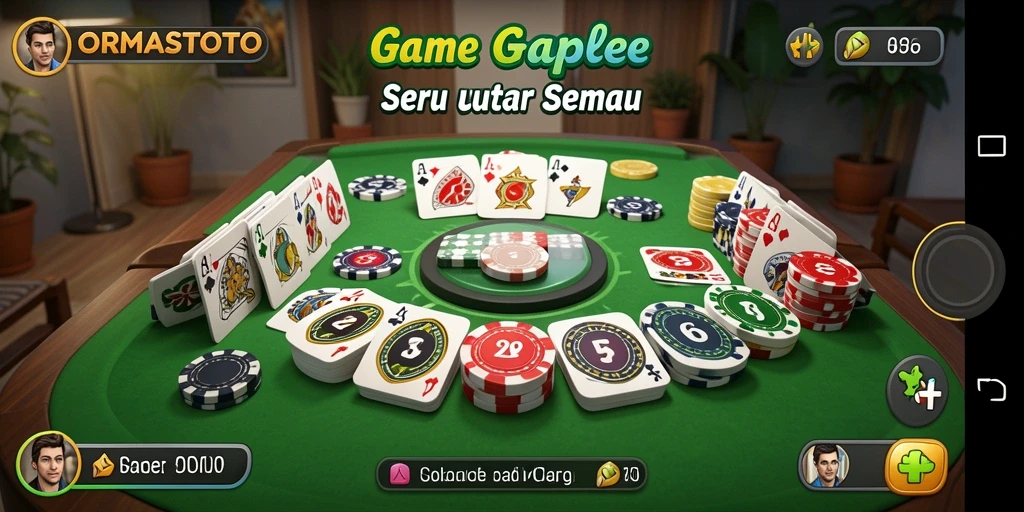 Tampilan gameplay seru dari ORMASTOTO yang penuh strategi Gaple.