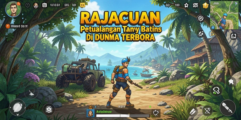 Tampilan gameplay RAJACUAN dalam dunia terbuka yang luas.