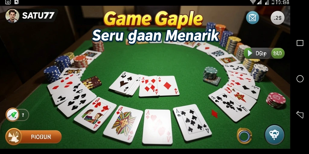 Tampilan gameplay Gaple yang seru dan interaktif di SATU77.