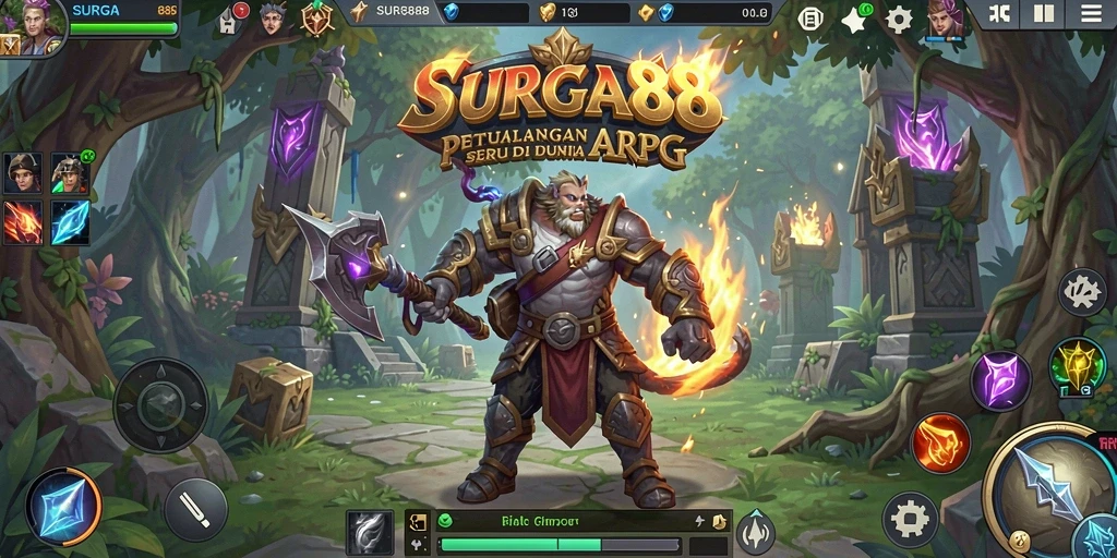 Tangkapan layar gameplay SURGA88 menampilkan aksi pertempuran yang mendebarkan.