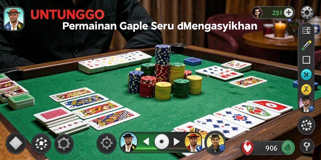 Tampilan seru gameplay Gaple di UNTUNGGO.