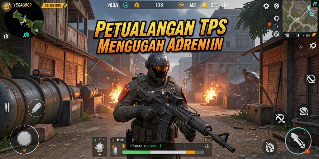 Screenshot menunjukkan aksi mendebarkan dari gameplay TPS VEGAS969.