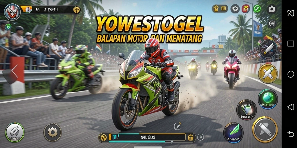 Tampilan menarik dari gameplay balapan motor YOWESTOGEL.