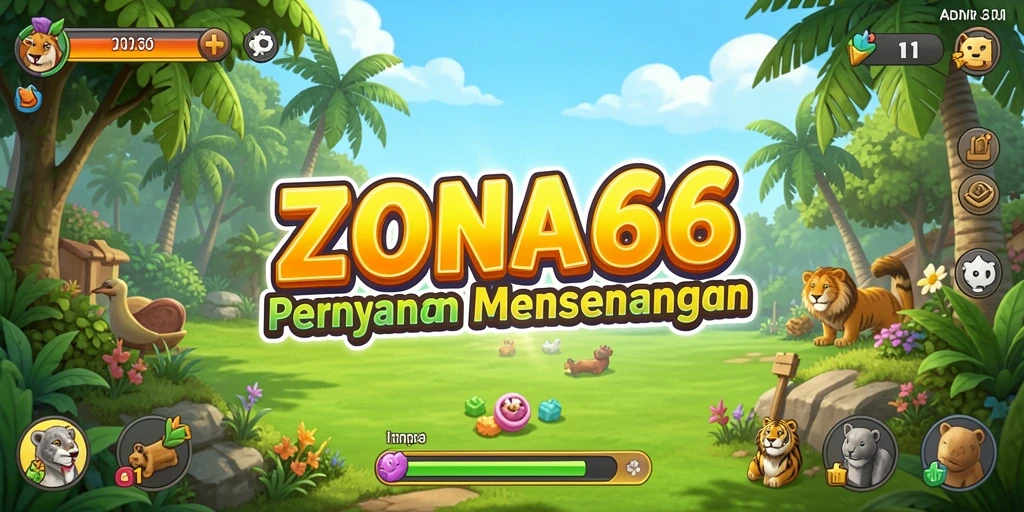 Screenshot menampilkan gameplay ZONA66 dengan grafis cerah dan menarik.